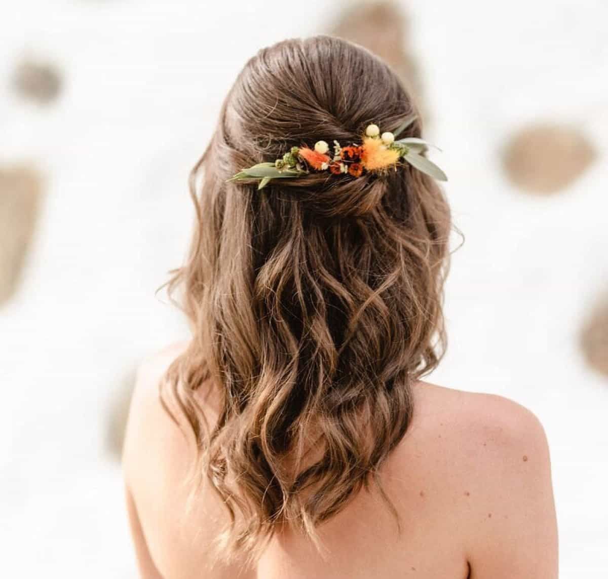 Visual Idea — A Back View Of Medium Brown — Winter Half Up Half Down Hairstyles