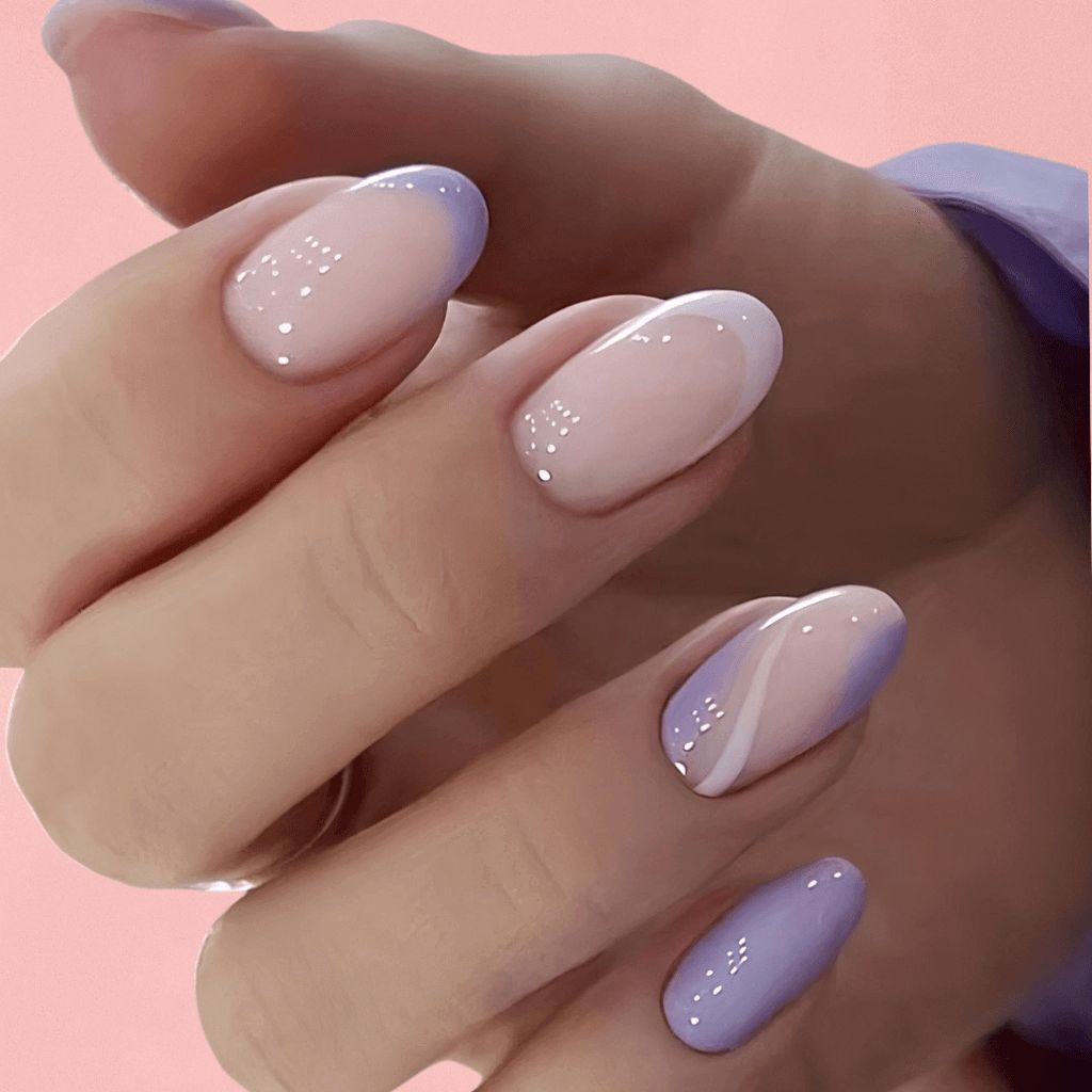 Wavy Lines On All Nails Visual Idea — Winter Purple Nails