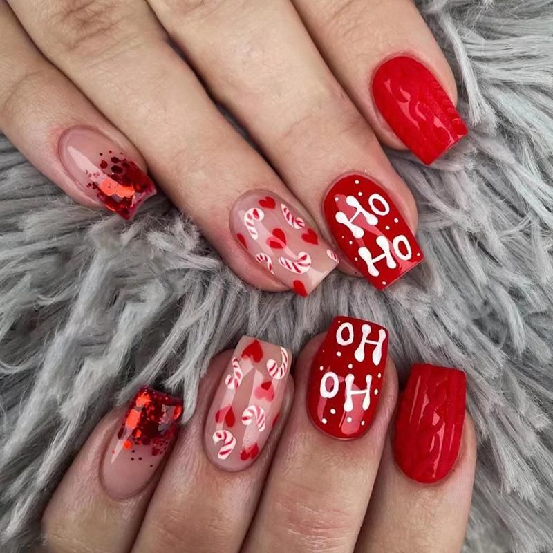 Bold 'Ho Ho Ho' Short Square Christmas Nails Bold 'Ho Ho Ho' Short Square Christmas Nails β Christmas Gel X Nails 2026