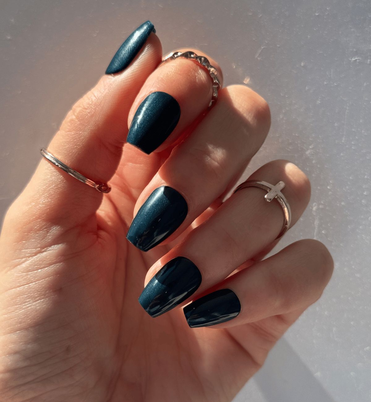 Deep Glossy Teal Short Coffin Nails Deep Glossy Teal Short Coffin Nails β Short Winter Coffin Nails