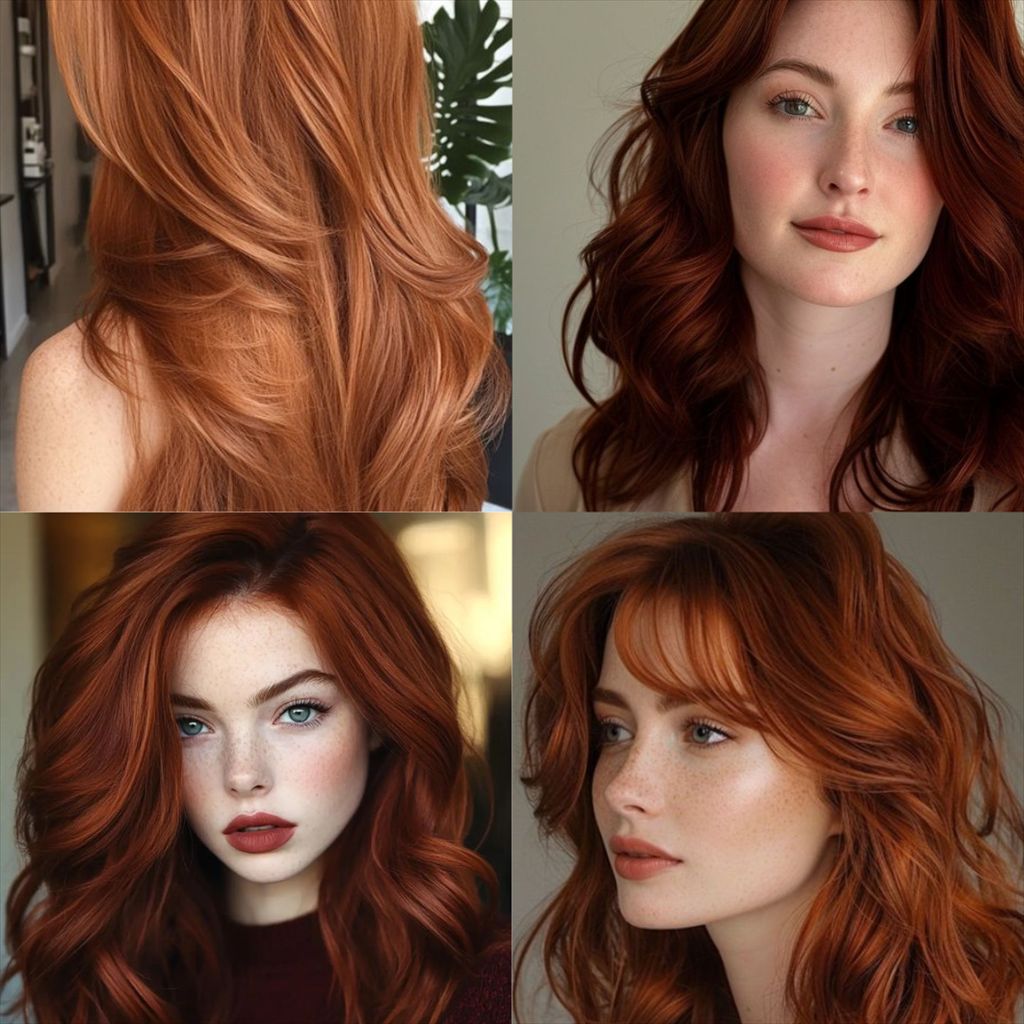 Layers Thick Copper Red With Lighter Highlights Layers Thick Copper Red With Lighter Highlights β Winter Red Hair Colors