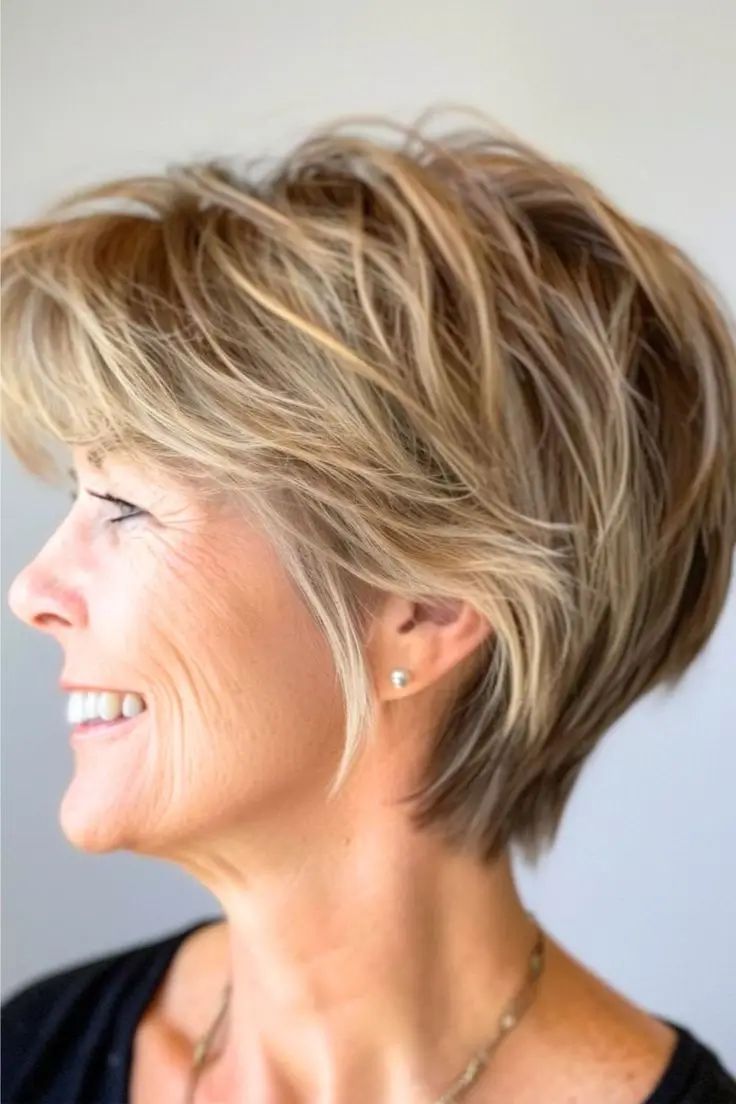 Layered Bob With Honey Blonde Volume — Winter Haircuts for Women Over 60
