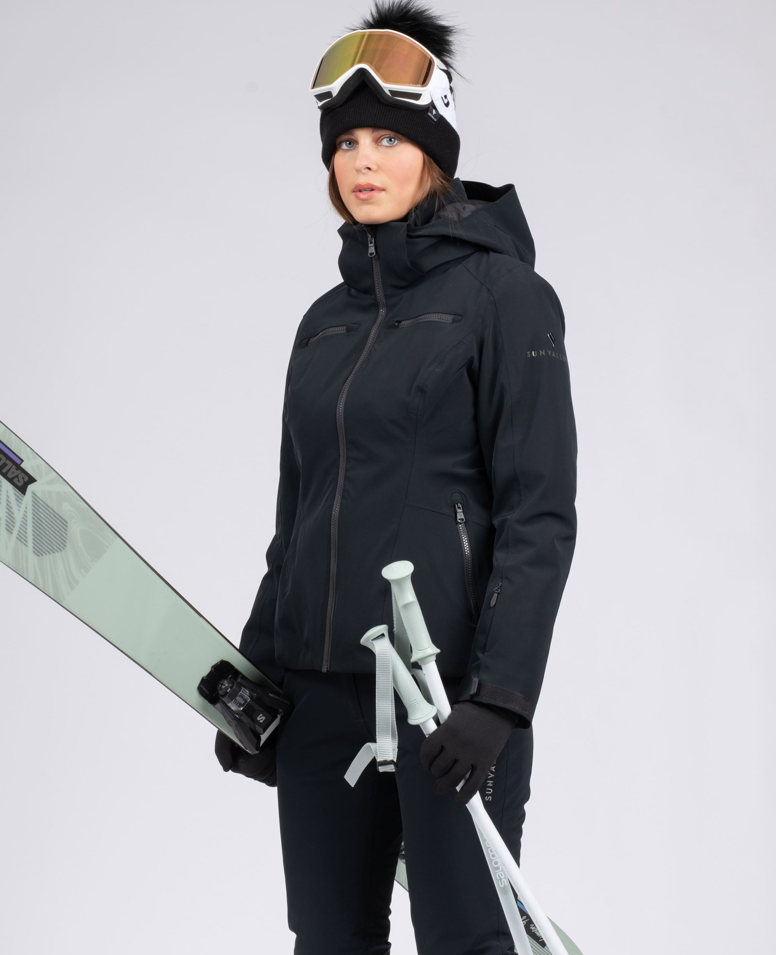 All-Black Ski Ensemble with Pom-Pom Beanie All-Black Ski Ensemble with Pom-Pom Beanie β Ski Outfits
