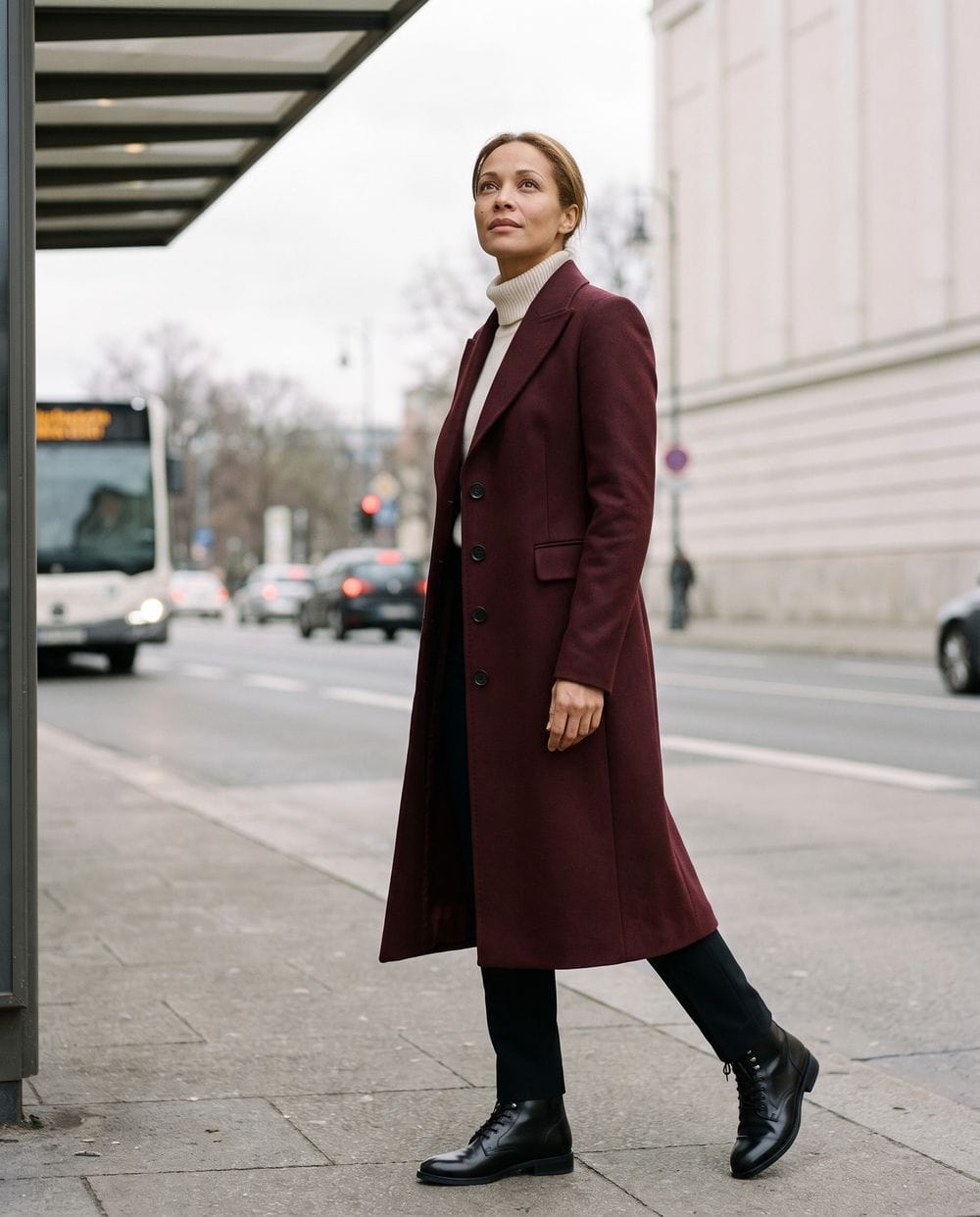 Burgundy Car Coat for Daily Wear Car Coat Outfits