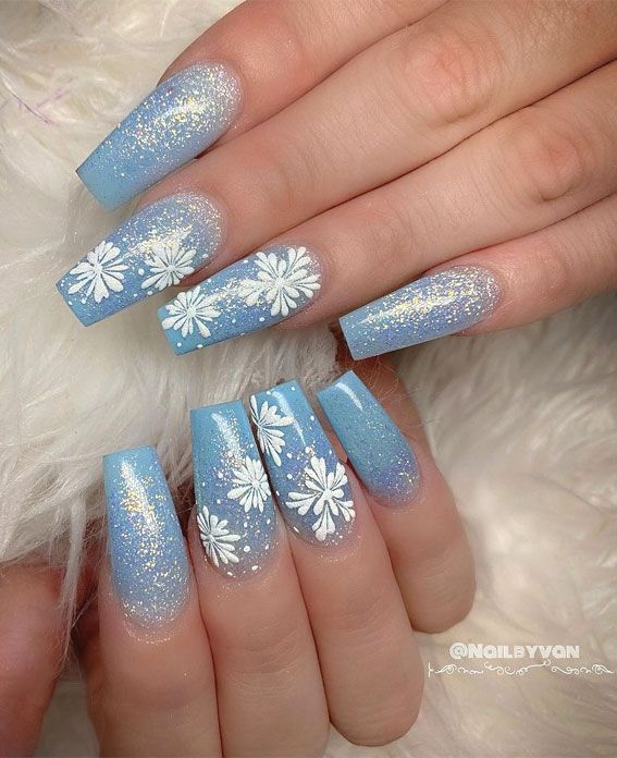 Glitter Glossy Visual Idea Glitter Glossy Visual Idea โ Winter Blue Nails