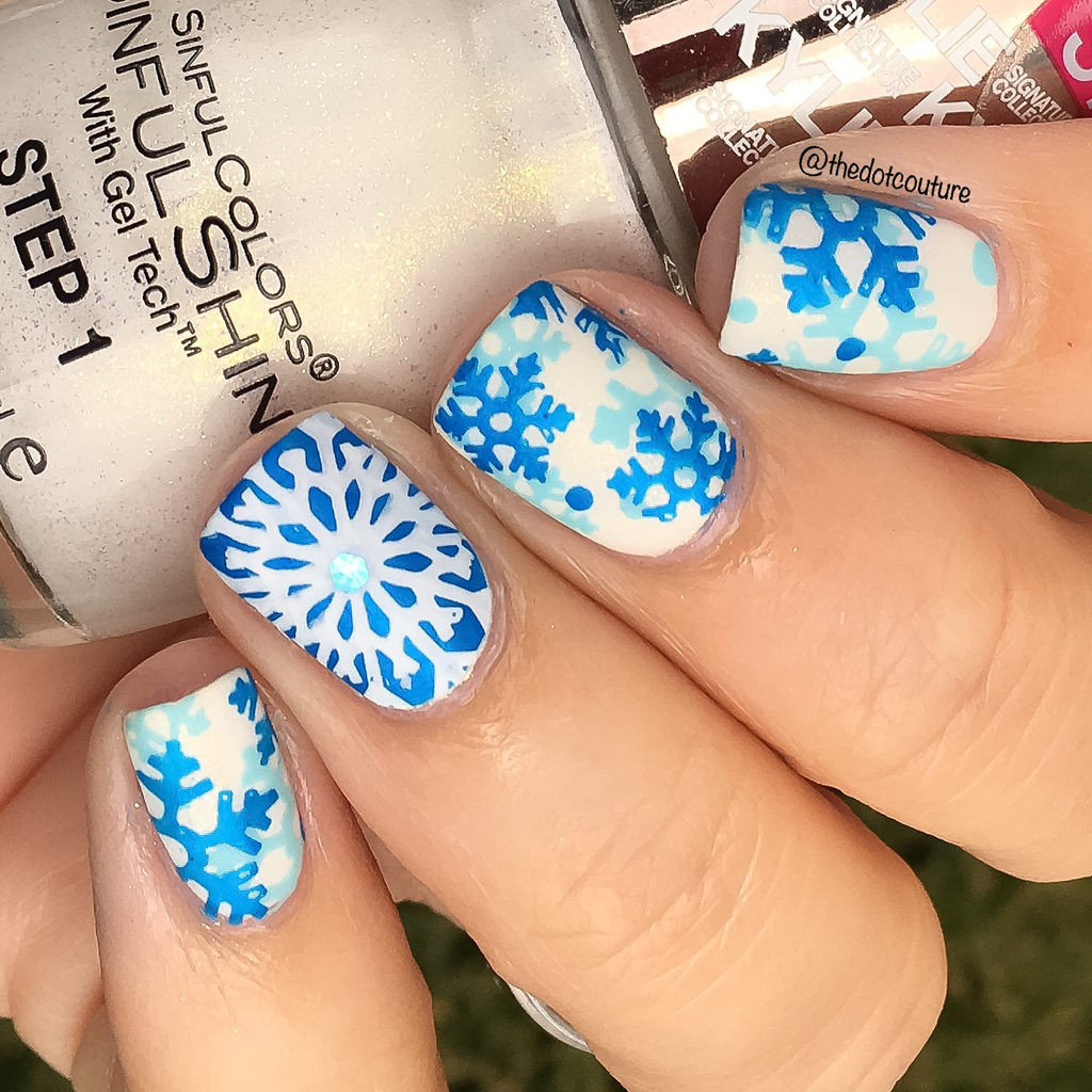 Blue Snowflake Decal Nails — Winter Nails for Kids