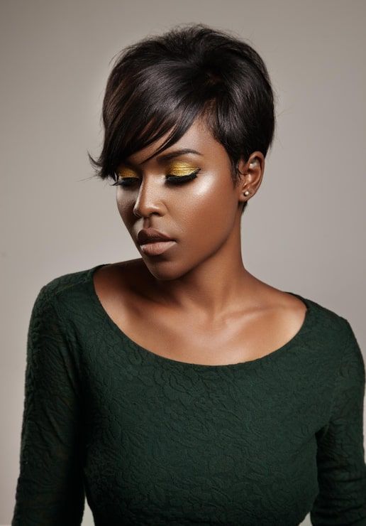 Smooth Dark Brown Pixie Blowout — Winter Haircuts for Girls