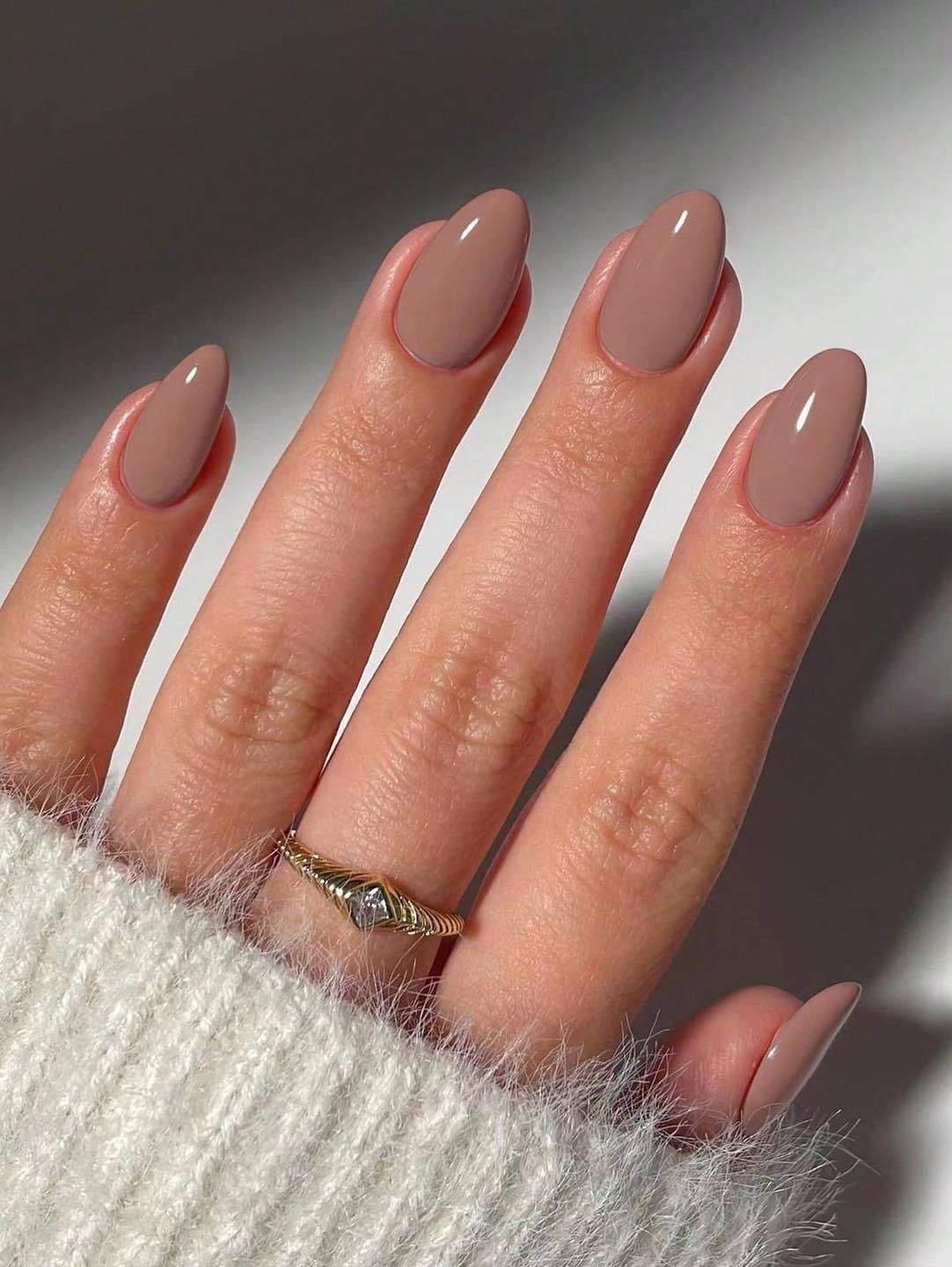 Light Taupe Warm Almond Gloss Nails Light Taupe Warm Almond Gloss Nails β Mocha Nails