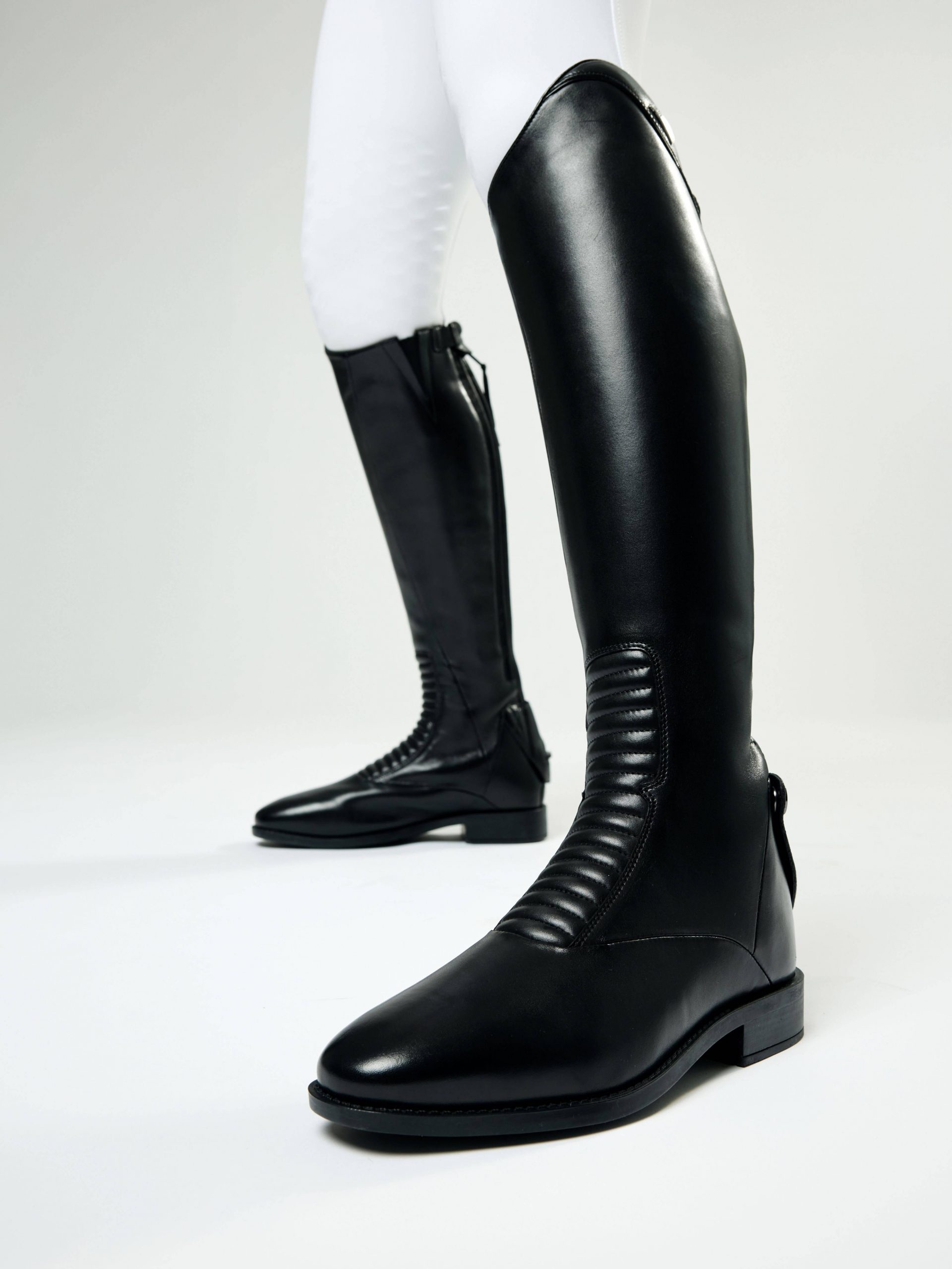 Equestrian Refinement: Ribbed Panel Boots with White Breeches Equestrian Refinement: Ribbed Panel Boots with White Breeches โ Riding Boots Outfits