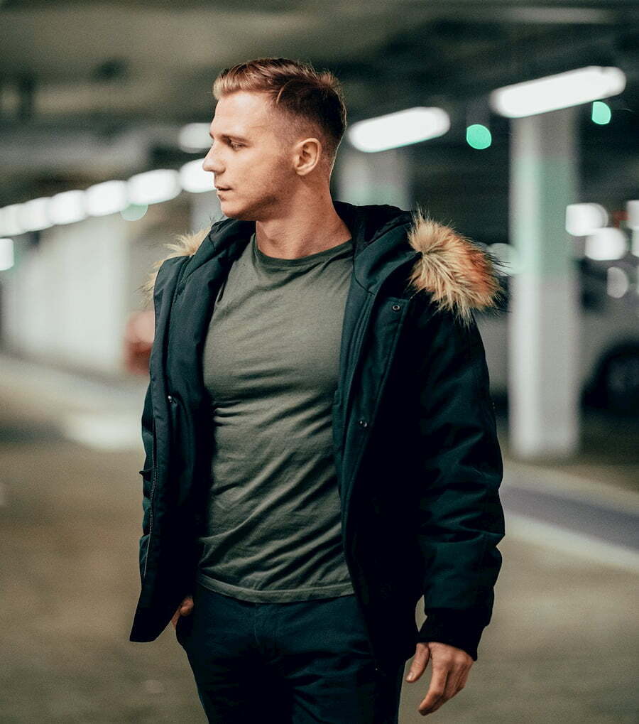 Functional Parka with Fur Trim and Casual Base Layers Functional Parka with Fur Trim and Casual Base Layers β Winter Outfits for Men
