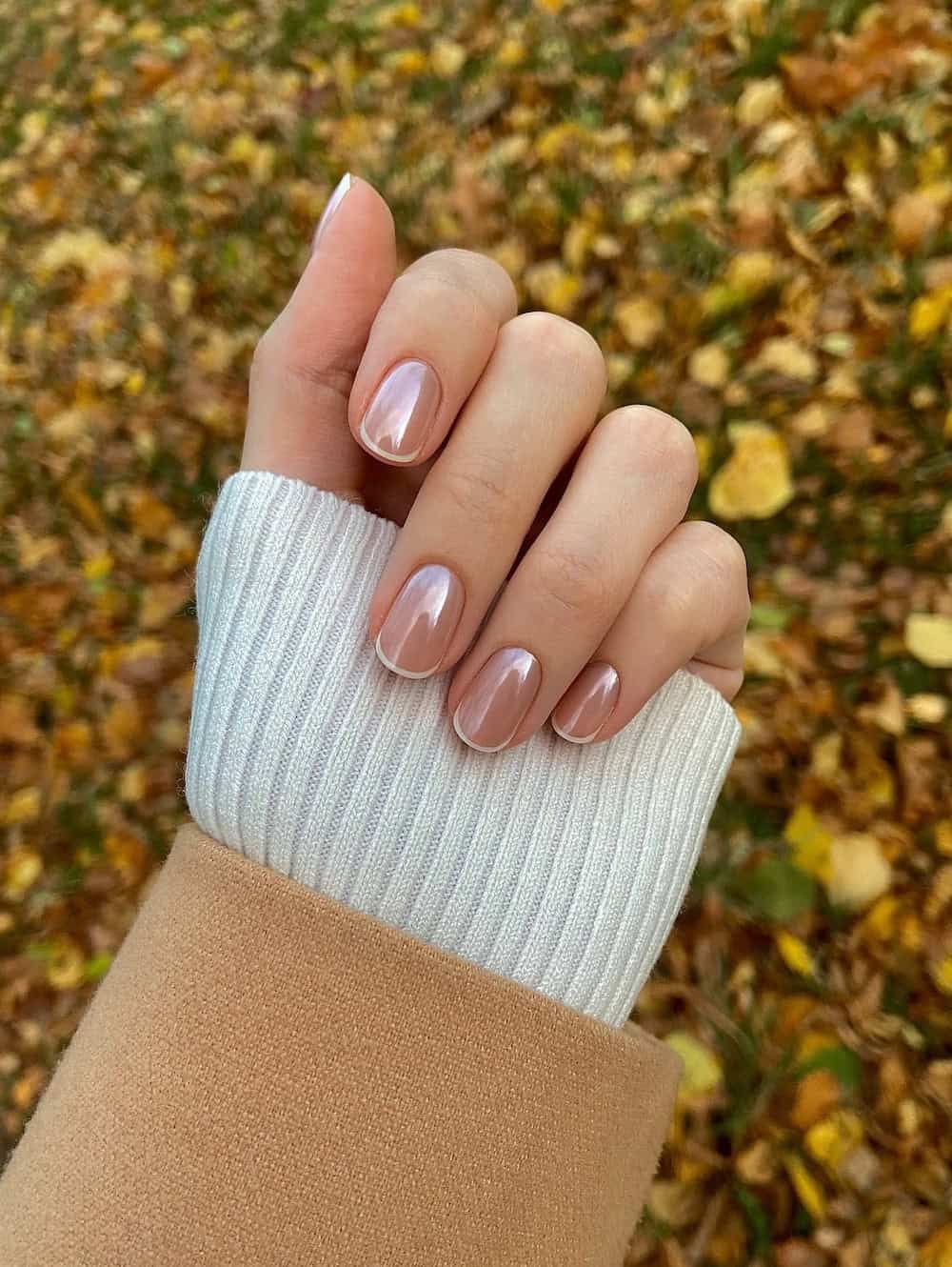 Glossy With Pearlescent Shimmer Visual Idea Glossy With Pearlescent Shimmer Visual Idea β Old Money Winter Nails