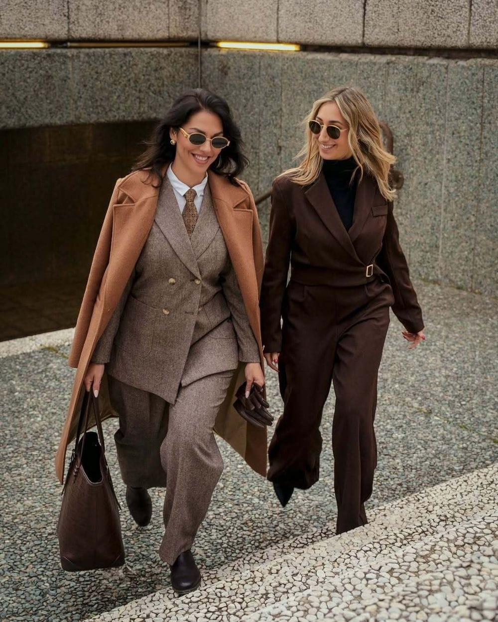 Sharp Brown Double-Breasted Suit with Camel Coat Sharp Brown Double-Breasted Suit with Camel Coat β Chocolate Brown Outfits