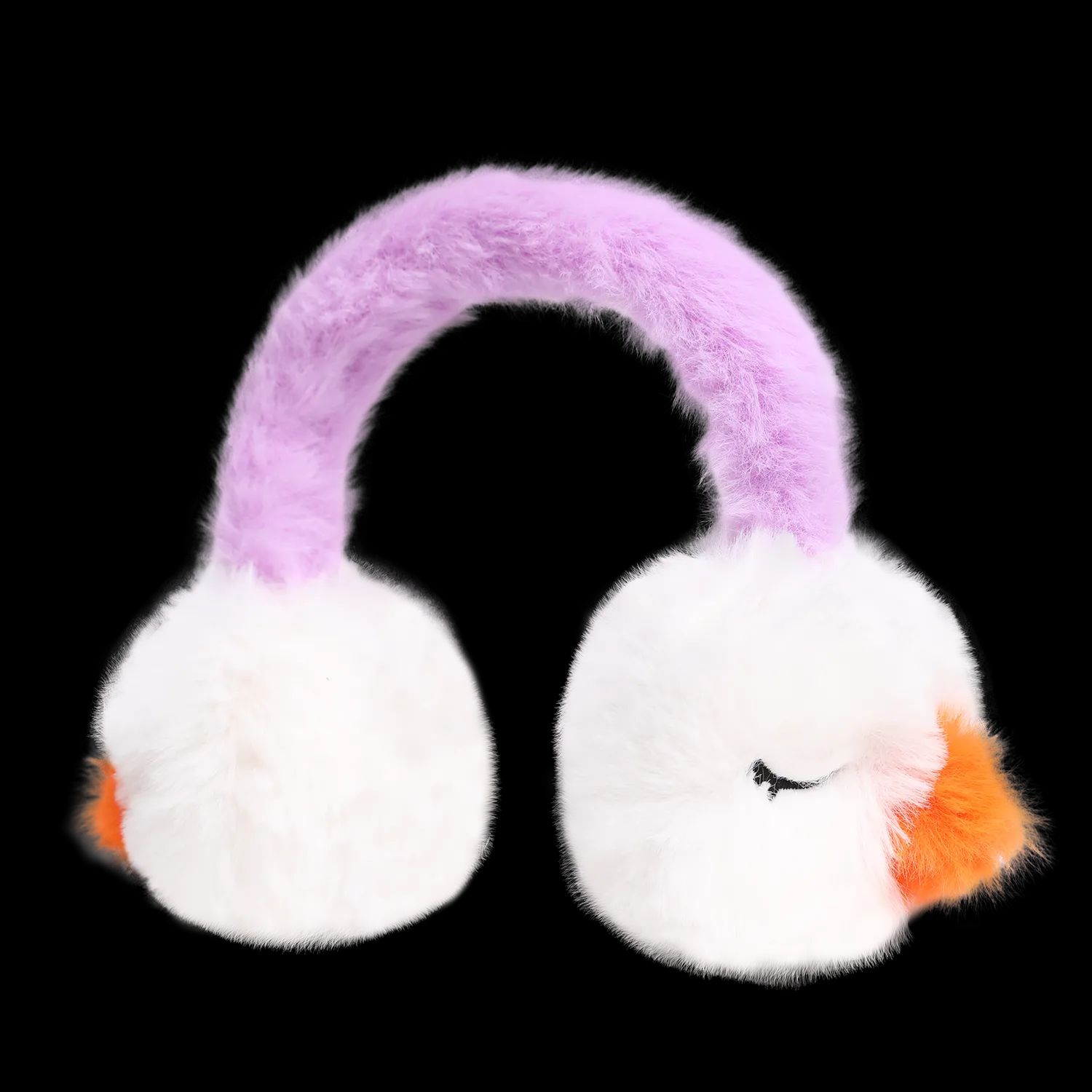 Whimsical Character Earmuffs in White with Purple and Orange Accents — Earmuffs Outfits