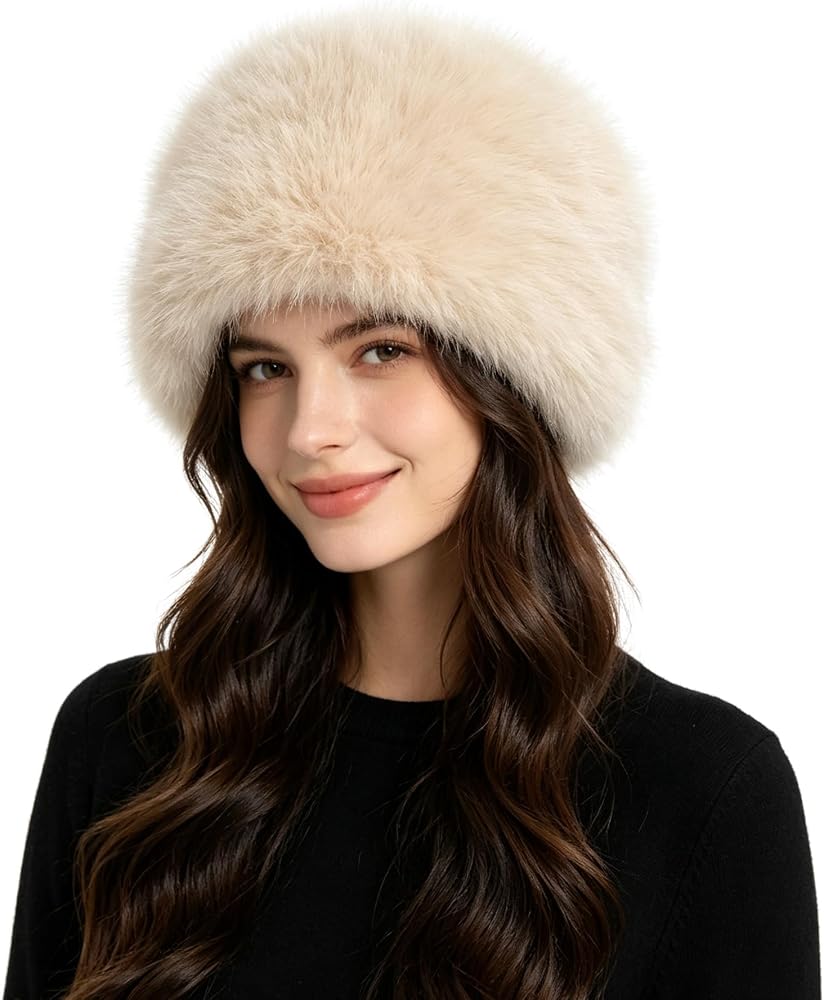 Large Beige Faux Fur Hat with Black Turtleneck Large Beige Faux Fur Hat with Black Turtleneck β Fur Hat Outfits