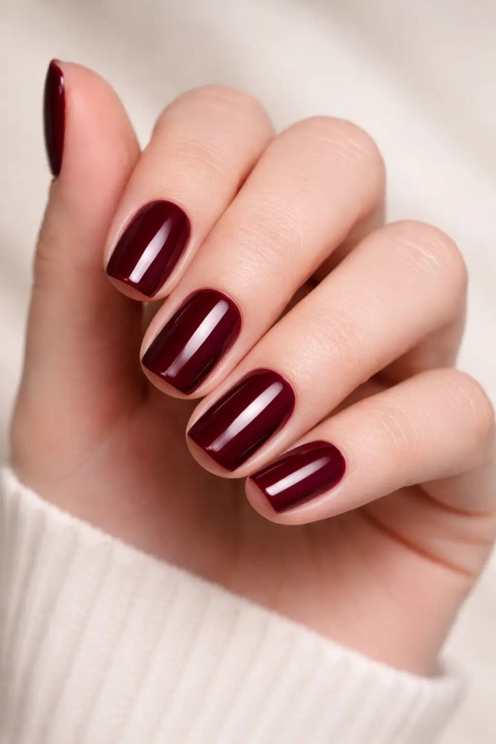 Deep Glossy Burgundy Short Square Nails Deep Glossy Burgundy Short Square Nails β Burgundy Nails