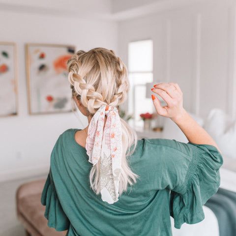 Double Braids with Woven Scarf — Winter Hairstyles with Scarf