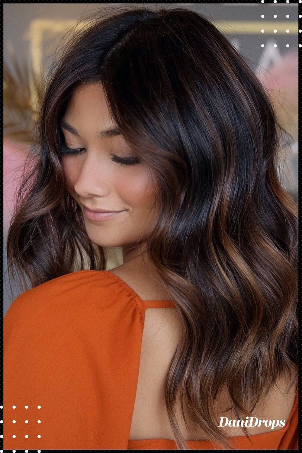 Dark Brown Collarbone With Warm Balayage — Cinnamon Brown Hair