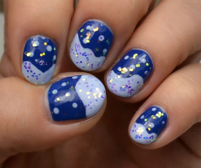 Sparkling Blue Wavy Nails — Winter Nails for Kids