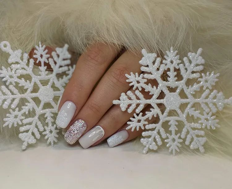 Matte and Glossy Snowflakes Matte and Glossy Snowflakes β Winter Nail Art