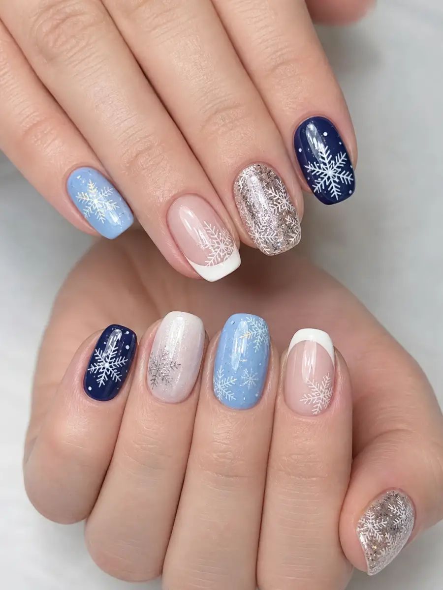 Both Hands Close-Up Visual Idea Both Hands Close-Up Visual Idea โ Winter Blue Nails