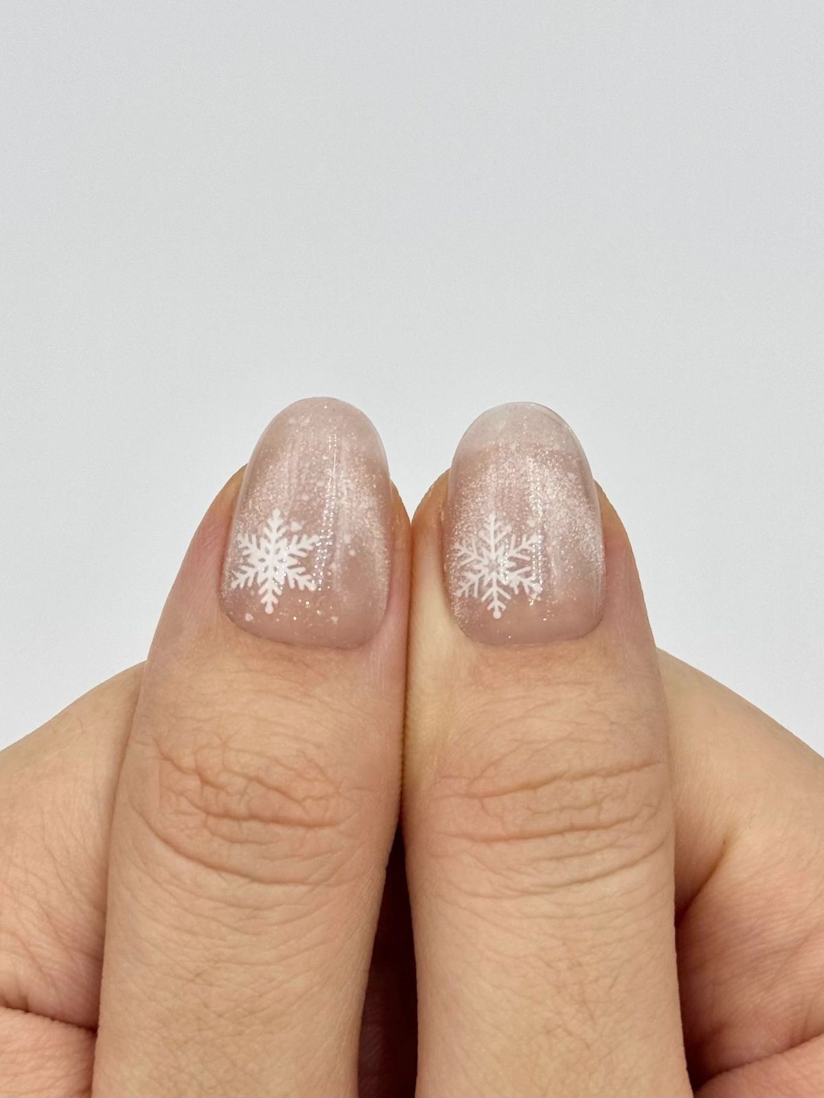 Cat-Eye Shimmer Glossy Visual Idea Cat-Eye Shimmer Glossy Visual Idea β Winter White Nails