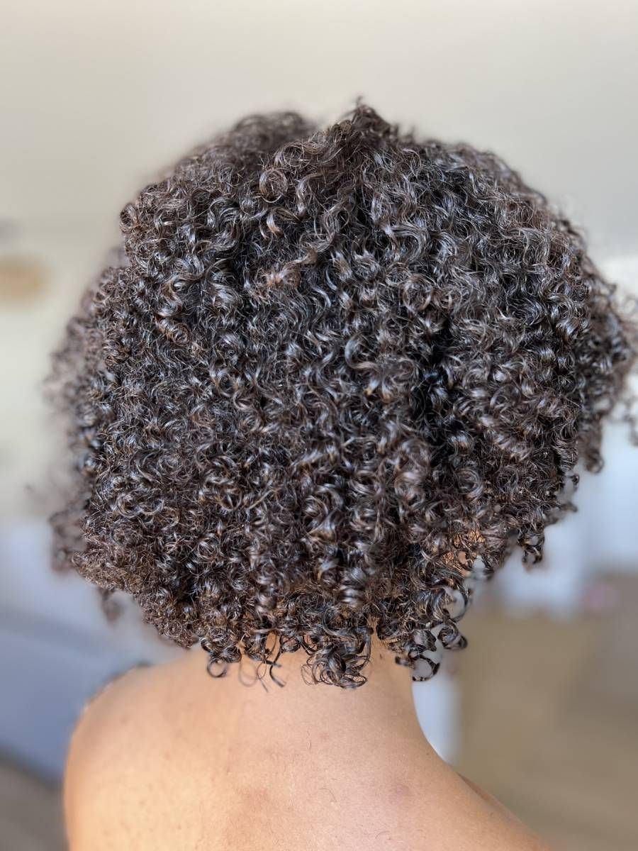 No Bangs Dark Brown Chin Bob Back View — Winter Hairstyles for Curly Hair
