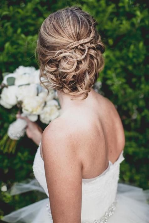 Blonde Braided Crown With Curled Low Bun Blonde Braided Crown With Curled Low Bun β Winter Formal Hairstyles