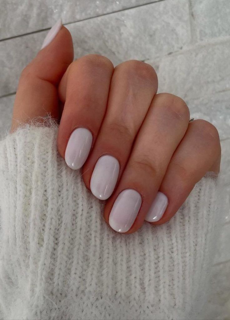 Pale Opaque Pink Short Oval Pale Opaque Pink Short Oval β Old Money Winter Nails