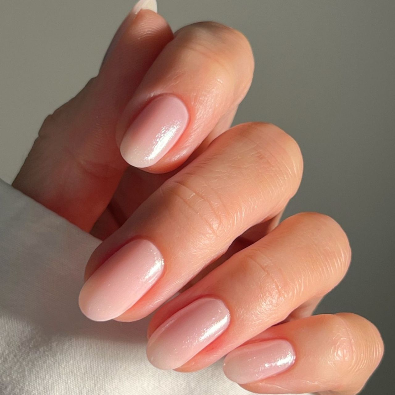 Pale Pink Iridescent Jelly Nails Pale Pink Iridescent Jelly Nails β Minimalist New Years Nails 2027