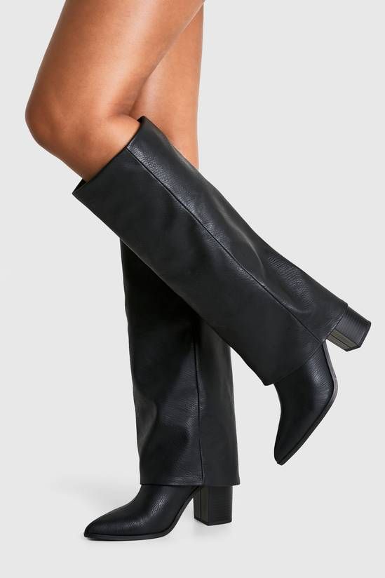 Sleek Monochromatic Look with Wide-Leg Trousers Sleek Monochromatic Look with Wide-Leg Trousers β Knee High Boots Outfits