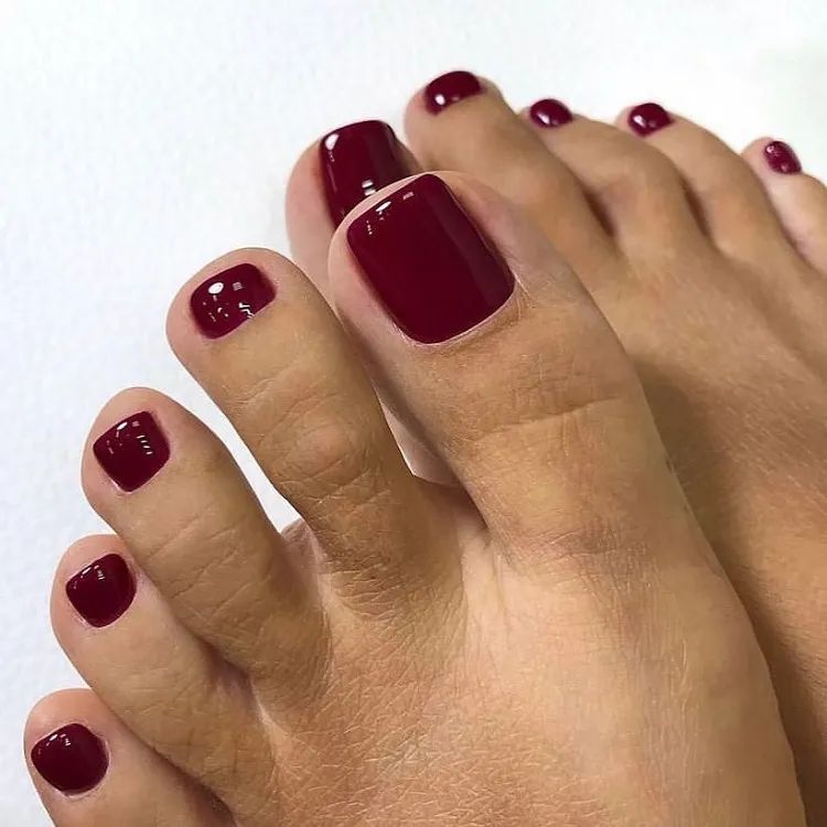 Impeccable Deep Red Opaque Toes Impeccable Deep Red Opaque Toes β Winter Pedicure Colors