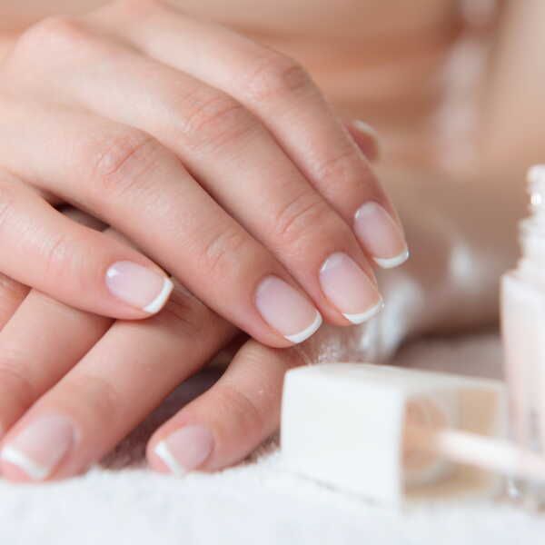 Both Hands Close-Up Visual Idea Both Hands Close-Up Visual Idea β Winter French Tip Nails