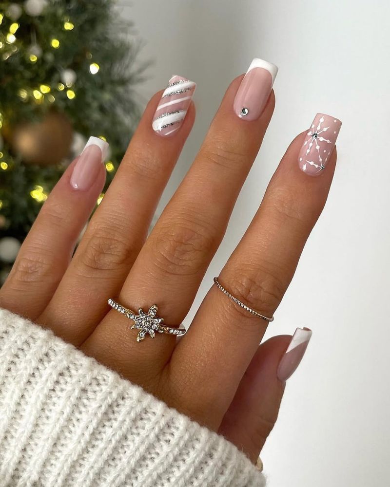 Mixed Finish Sheer Pink Winter Nails Mixed Finish Sheer Pink Winter Nails β Winter Squoval Nails
