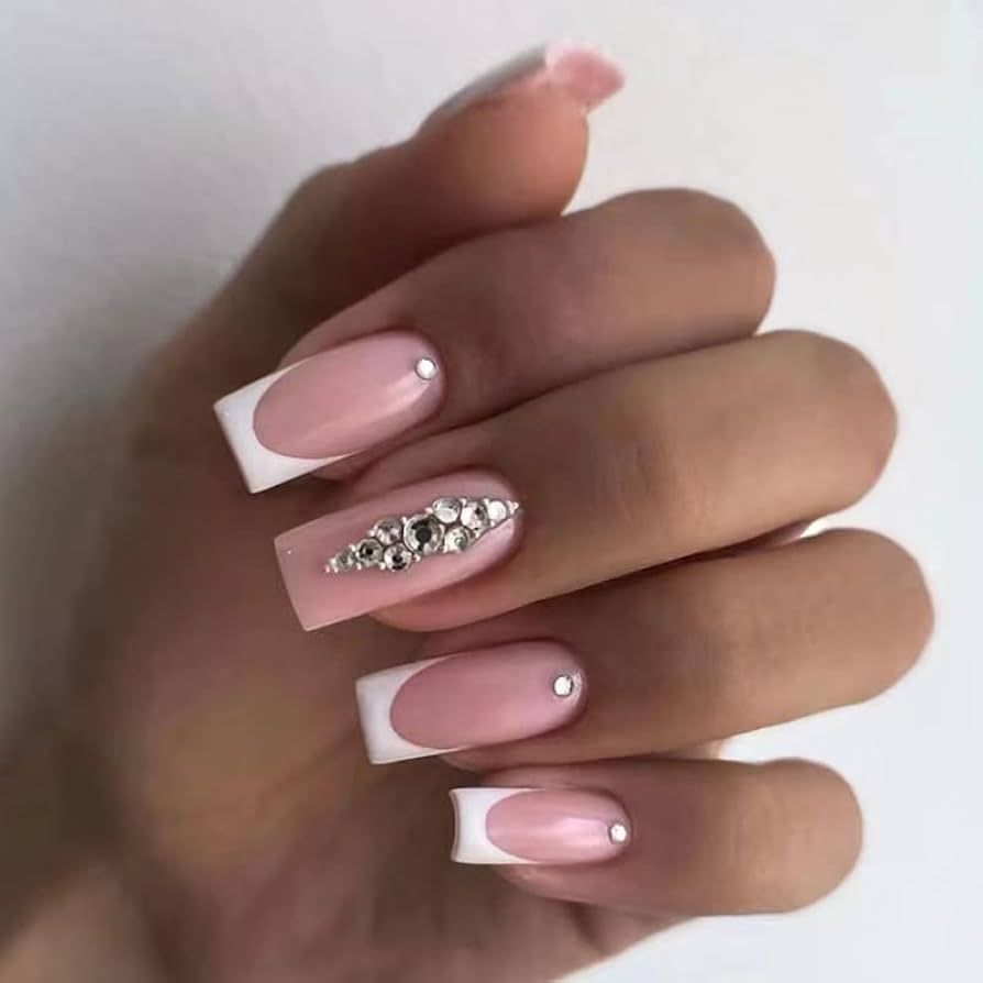 Sheer Pink French With Cuticle Rhinestones Sheer Pink French With Cuticle Rhinestones β Winter Rhinestone Nails