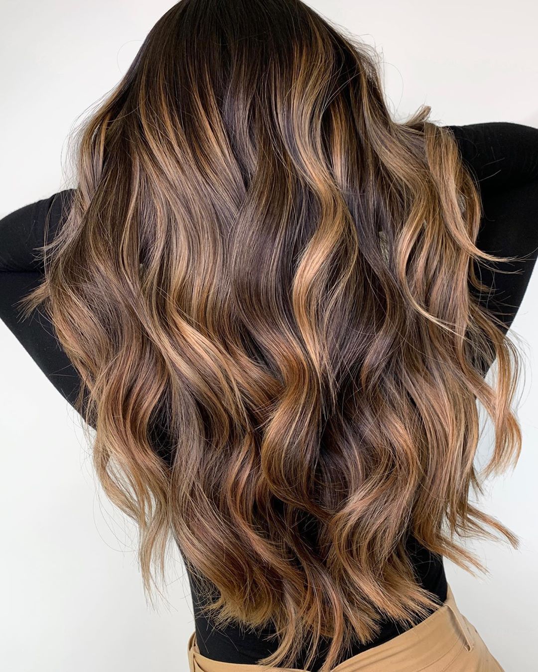 Dark Brown With Warm Caramel Highlights Dark Brown With Warm Caramel Highlights β Winter Hair Colors for Plus Size Women
