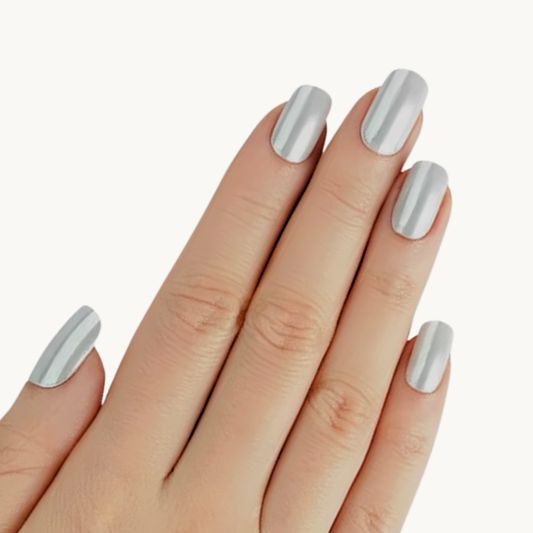 Refined Medium Cool Gray Oval — Winter Gray Nails