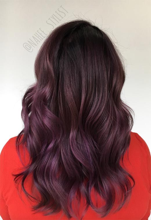 Thick Wavy Hair With Plum Highlights Thick Wavy Hair With Plum Highlights β Plum Hair Color