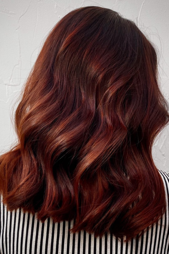No Bangs Visual Idea — Mahogany Hair Color