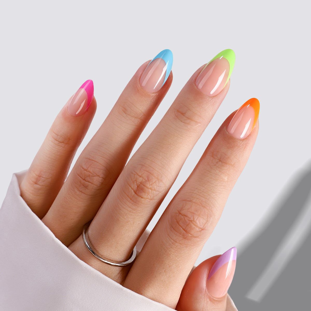 Thin Colorful French Tips On All Nails Visual Idea Thin Colorful French Tips On All Nails Visual Idea β New Years French Tip Nails 2027
