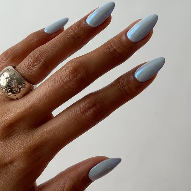 Icy Blue Chrome Medium Almond Nails Icy Blue Chrome Medium Almond Nails โ Winter Chrome Nails