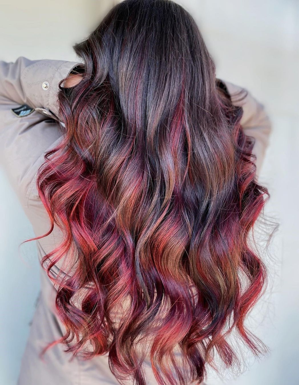 Dark Base With Plum and Red Balayage Dark Base With Plum and Red Balayage β Plum Hair Color