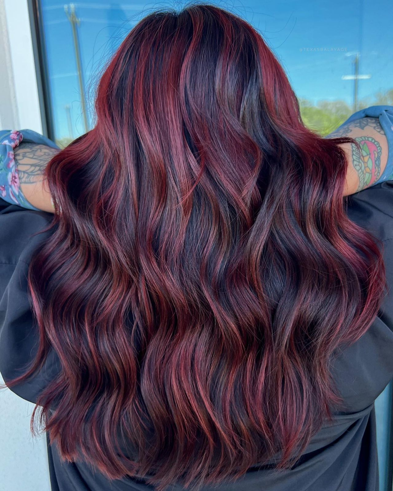 Long Layers Visual Idea — Mahogany Hair Color