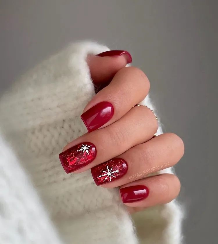 Glossy Glitter Visual Idea Glossy Glitter Visual Idea β Cherry Red Christmas Nails 2026