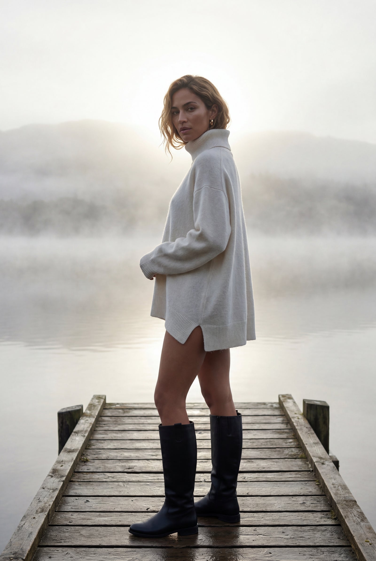 Pull à col roulé long surdimensionné coupe décontractée tenue casual | Pull à col roulé surdimensionné, pull à col roulé en grosse maille, pull ample, col roulé long – Stilenza