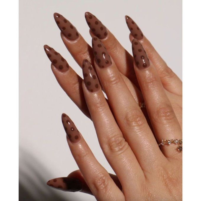Dark Brown Polka Dots Visual Idea — Winter Nail Colors