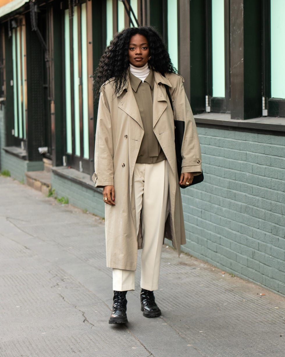 Beige Trench Coat and Combat Boots for Transitional Style — February Outfits
