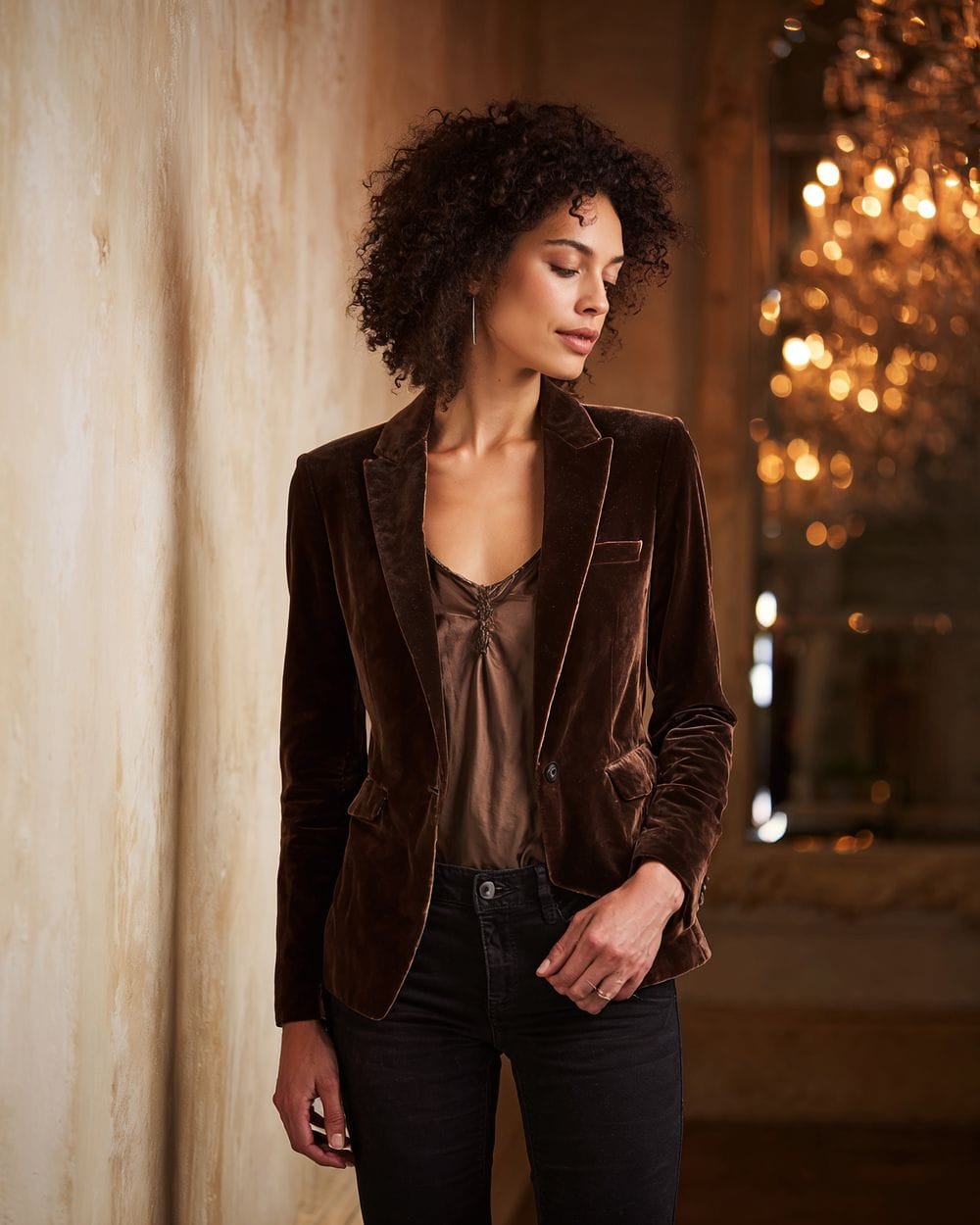 Sophisticated Chocolate Brown Velvet Blazer Ensemble Sophisticated Chocolate Brown Velvet Blazer Ensemble β Chocolate Brown Outfits