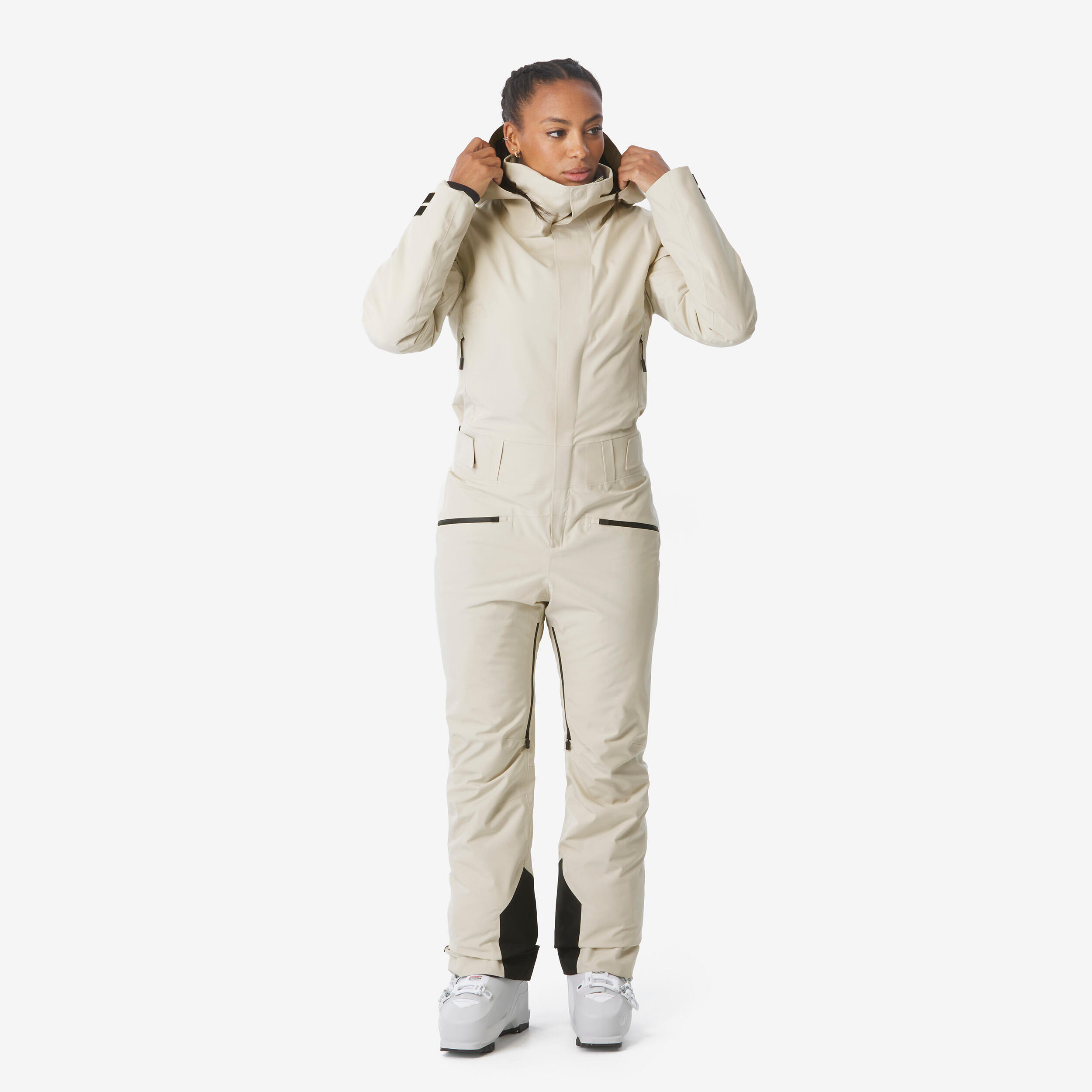 Elegant Cream and Black One-Piece Ski Suit Elegant Cream and Black One-Piece Ski Suit β Ski Outfits