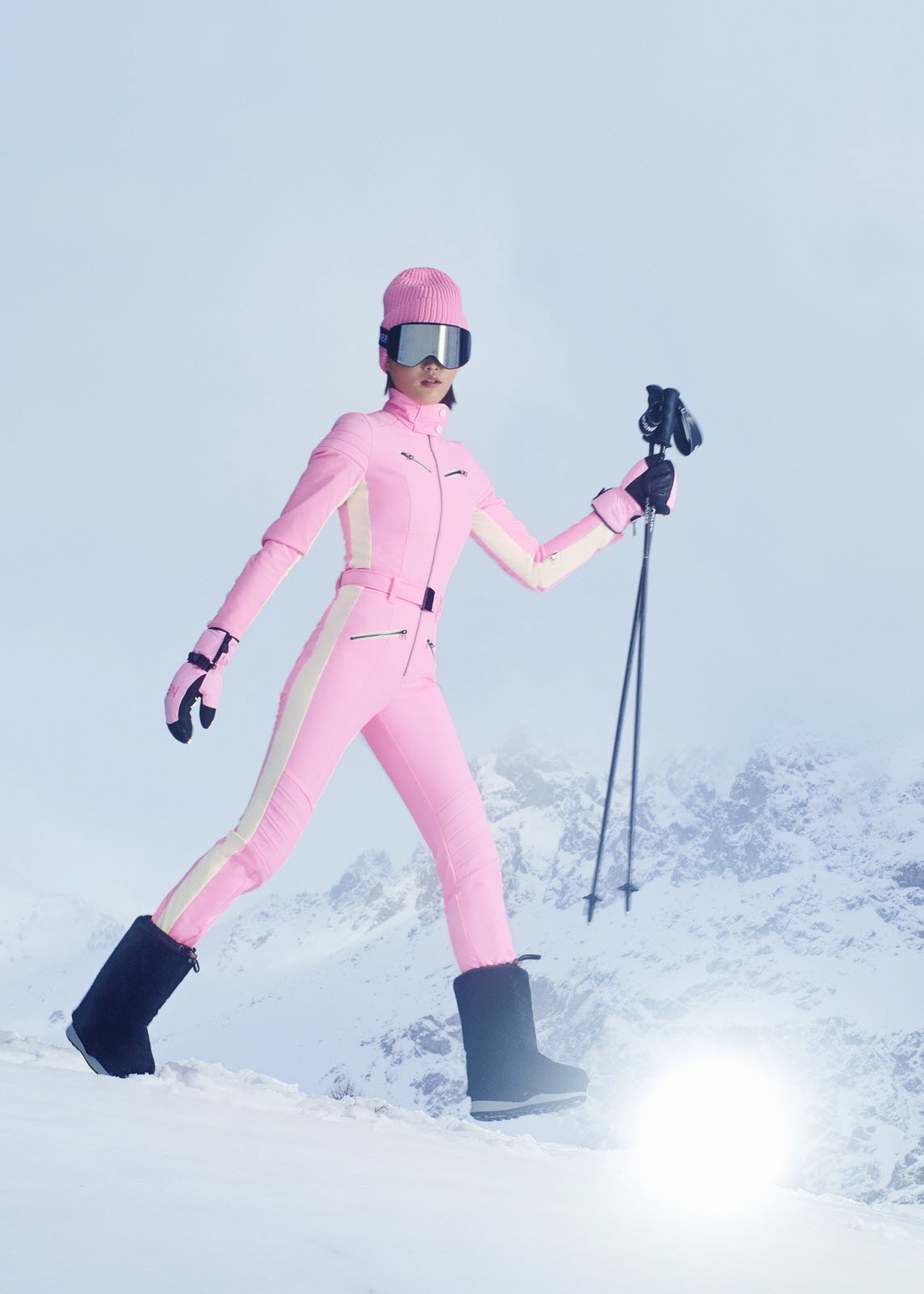 Playful Pink and Cream Color-Blocked Ski Suit Playful Pink and Cream Color-Blocked Ski Suit β Ski Outfits