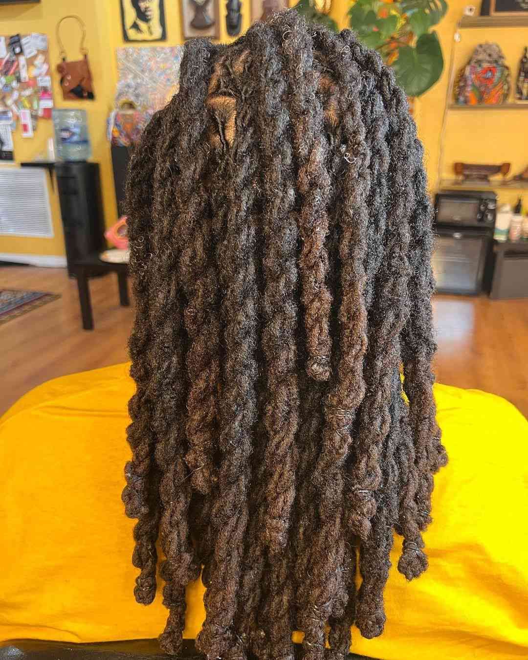 Medium Brown Loose Wavy Faux Locs Medium Brown Loose Wavy Faux Locs β Winter Loc Styles